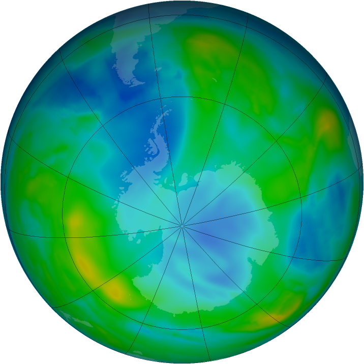 Antarctic ozone map for 28 May 2009